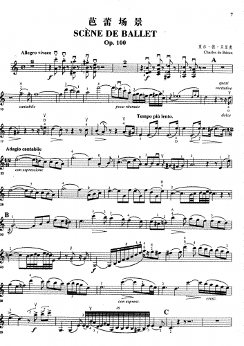Bériot - Scène de Ballet - For Violin and Piano - Violin Part