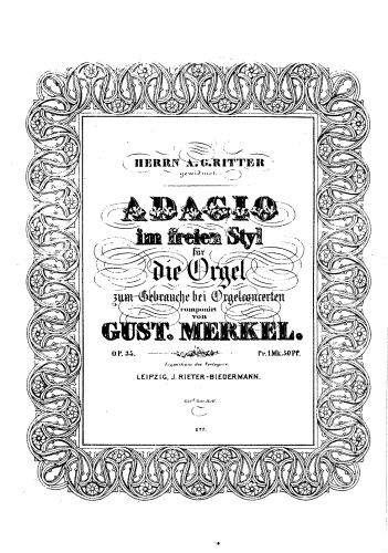 Merkel - Adagio im freien Styl, Op. 35 - Score