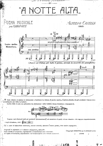 Casella - A Notte Alta, Op. 30 - Score
