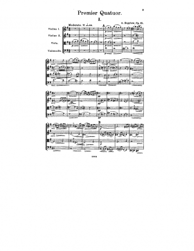 Kopylov - String Quartet No. 1, Op. 15 - Scores - Score