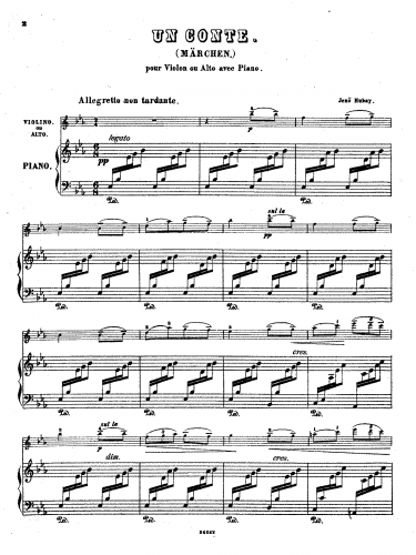 Hubay - 2 Pieces - 1. Un Conte (Märchen) For Violin or Viola and Piano - Piano-Violin score