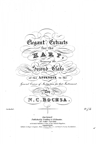 Bochsa - Elegant Extracts for the Harp - Score