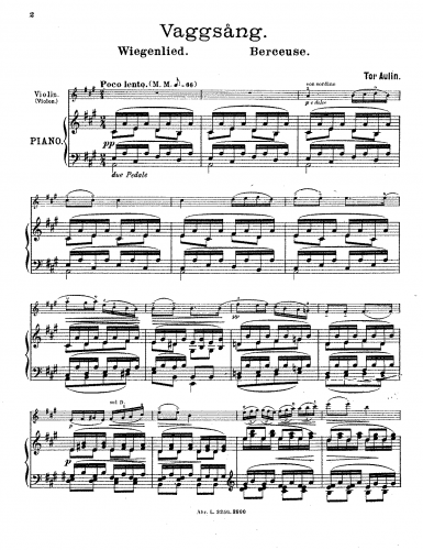 Aulin - Wiegenlied - Scores and Parts - Violin and Piano score, Violin part