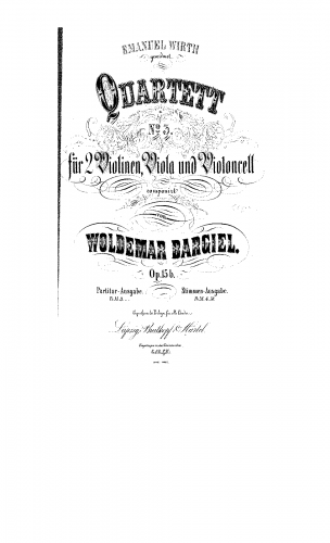 Bargiel - String Quartet No. 3 - Scores - Score