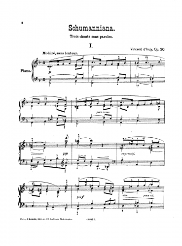 Indy - Schumanniana - Score