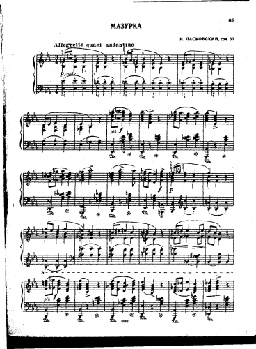 Laskovsky - Mazurka No. 10 - Score