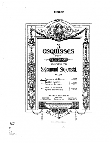 Stojowski - Trois Esquisses, Op. 30 - Score