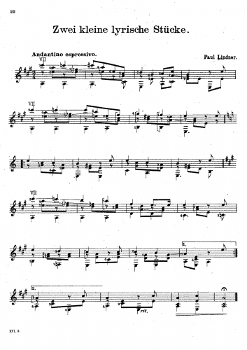 Lindner - 2 kleine lyrische Stücke - Score