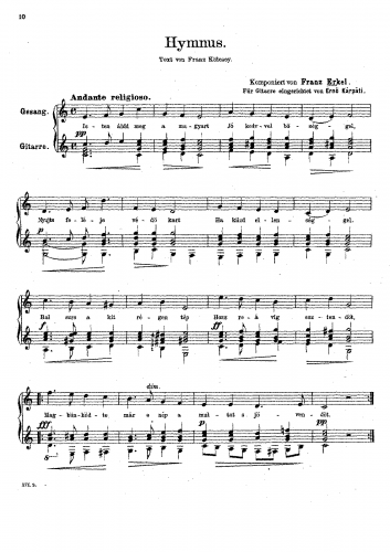 Erkel - Hymnus - For Voice and Guitar - Score