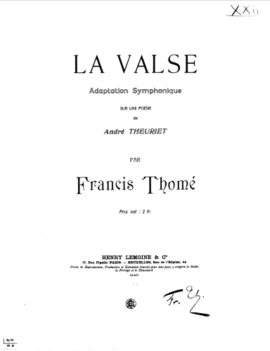 Thomé - La Valse - Score