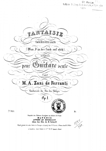 Ferranti - Fantaisie Variée sur L'air 'Wan I in der fruh auf steh', Op. 1 - Score