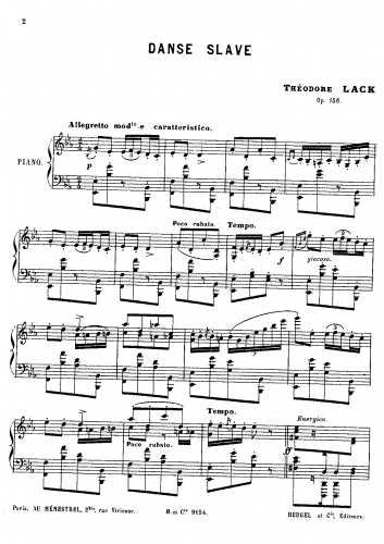 Lack - Danse slave, Op. 156 - Score