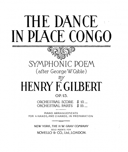 Gilbert - The Dance in Place Congo, Op. 15 - Score