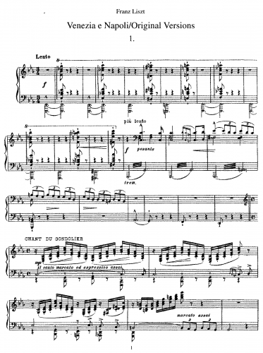 Liszt - Venezia e Napoli - Piano Score 1st version - Nos.1 to 3 only (S.159/13)
