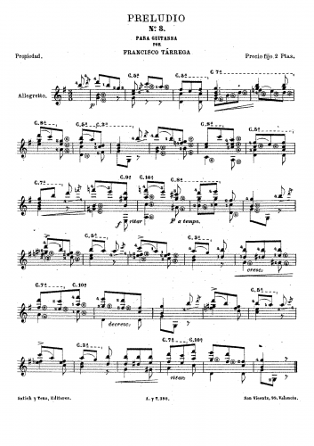 Tárrega - Prelude No. 3 - Score