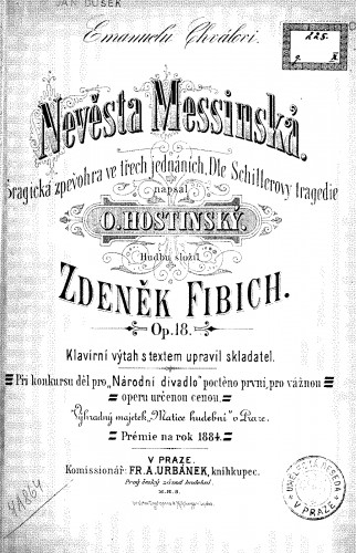 Fibich - Nevěsta messinská / The Bride of Messina - Vocal Score