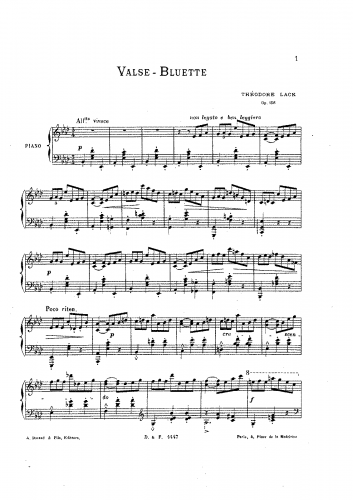 Lack - Valse-Bluette, Op. 158 - Score