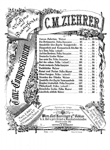 Ziehrer - Bruder Liederlich, Polka Française - Scores and Parts - Piano score and Violin part