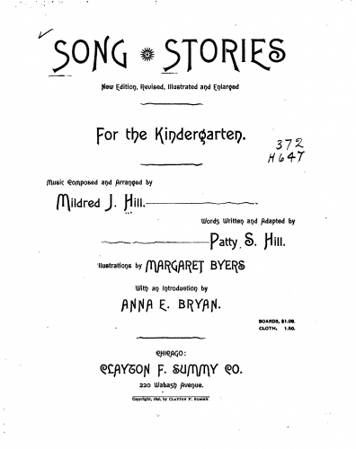 Hill - Song Stories for the Kindergarten - Incomplete score
