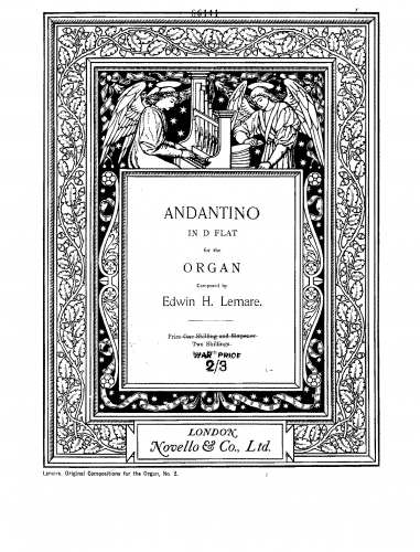 Lemare - Andantino in D-flat for the Organ - Score