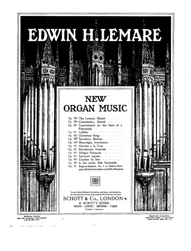 Lemare - Christmas song,  Op. 82 - Organ score