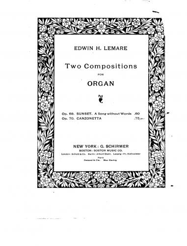 Lemare - Canzonetta, Op. 70 - Organ score