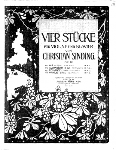 Sinding - 4 Stücke - Scores and Parts - 3. Romance