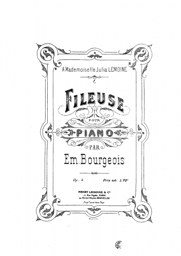 Bourgeois - Fileuse, Op. 4 - Score