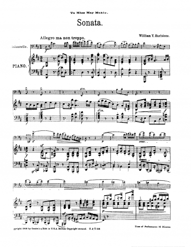 Hurlstone - Cello Sonata - Piano Score and Cello Part