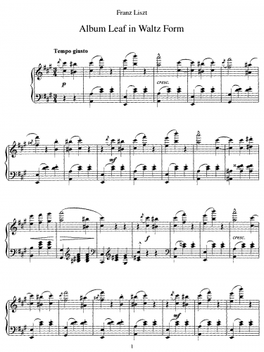 Liszt - Albumblatt in Walzerform - Score