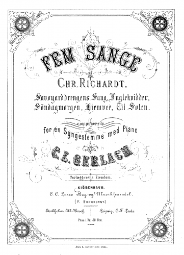 Gerlach - Fem Sange af Chr. Richardt - Score