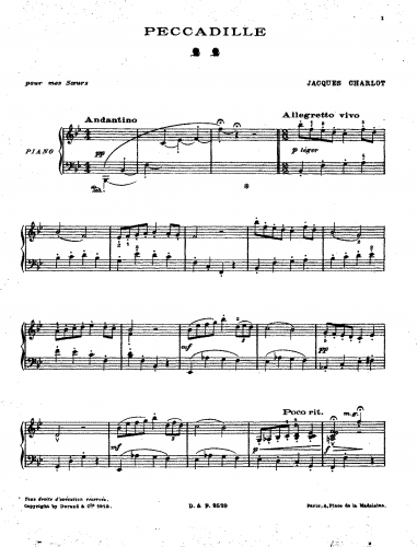 Charlot - Peccadille - Score