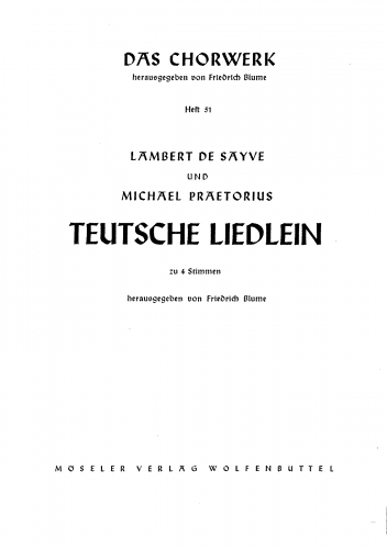 Praetorius - Teutsche Liedlein - Score