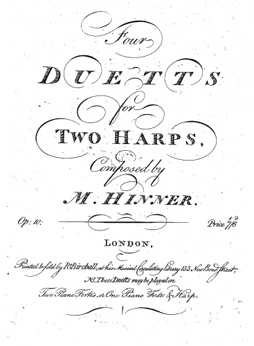 Hinner - 4 Duetts for 2 Harps - Harp 1