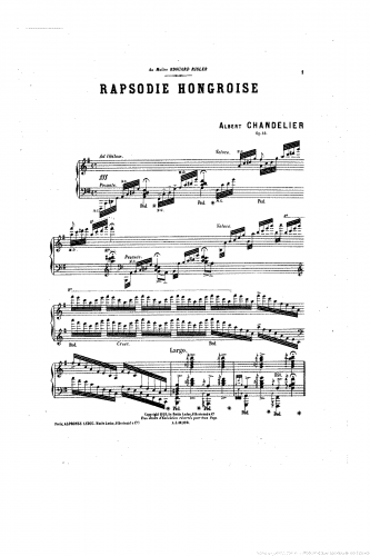 Chandelier - Rhapsodie Hongroise, Op. 13 - Score
