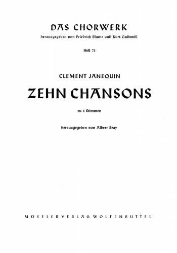 Janequin - 10 Chansons - Score