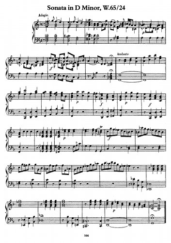 Bach - Sonata in D minor, Wq.65/24 - Score