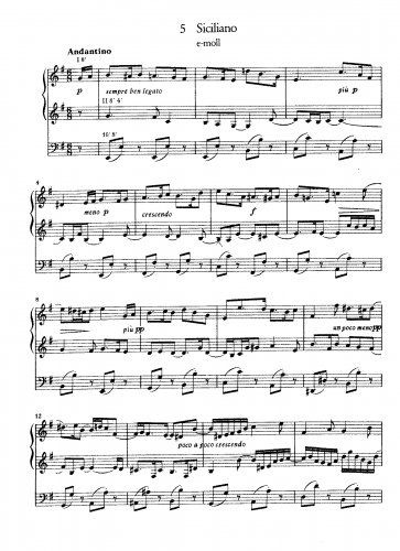 Reger - Sechs Trios für die Orgel - Scores 5. Siciliano - Score