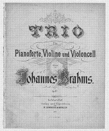 Brahms - Piano Trio No. 2 - Piano Scores and Parts - Score