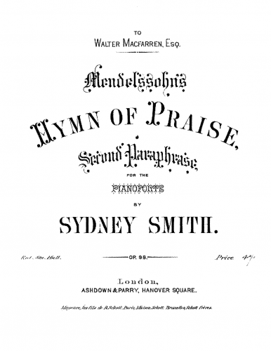 Smith - Second Paraphrase on Mendelssohn's 'Hymn of Praise', Op. 98 - Score