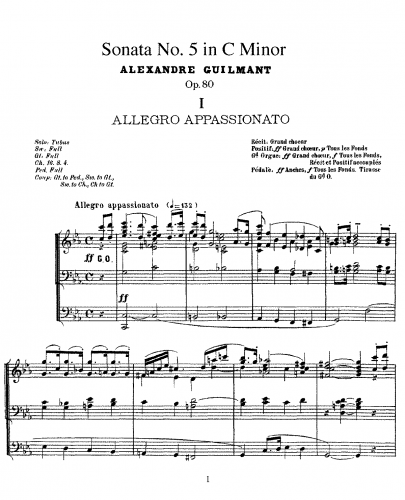 Guilmant - Organ Sonata No. 5 in C Minor - Score
