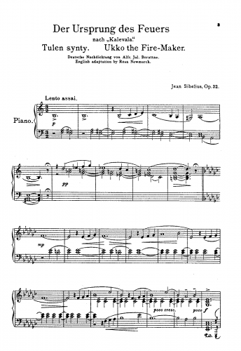 Sibelius - The Origin of Fire, Op. 32 - Vocal Score - Score