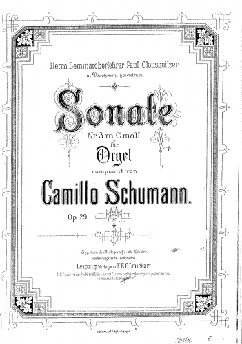 Schumann - Organ Sonata No. 3, Op. 29 - Score