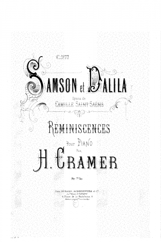 Cramer - Réminiscences sur 'Samson et Dalila' - Score