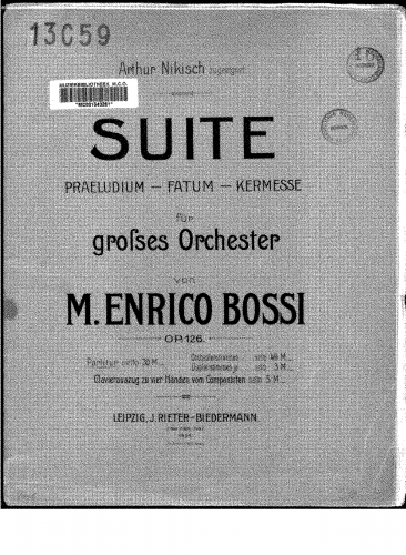 Bossi - Suite for Orchestra - Score