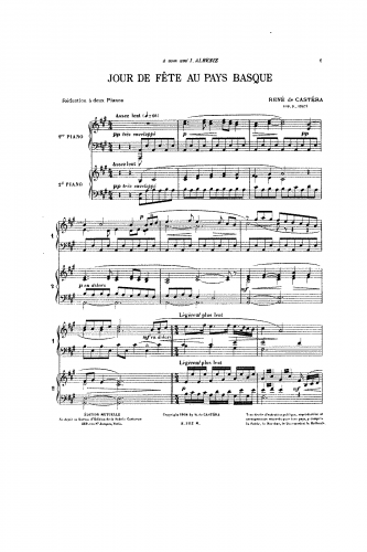 De Castéra - Jour de fête au pays basque, Op. 9 - For 2 Pianos 8 hands - Score