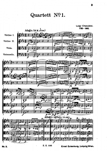 Cherubini - String Quartet No. 1 - Scores - Score