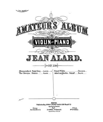 Lange - Blumenlied - For Violin and Piano (Alard) - Piano score and violin part