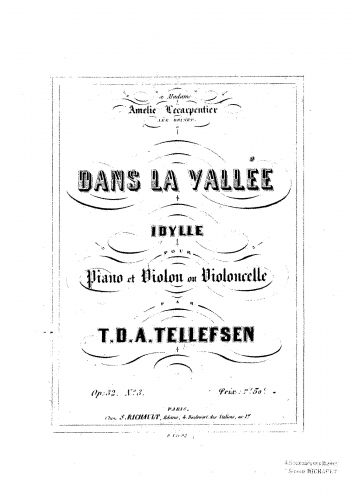 Tellefsen - Dans la Vallée, Idylle, Op. 32 No. 3 - Score