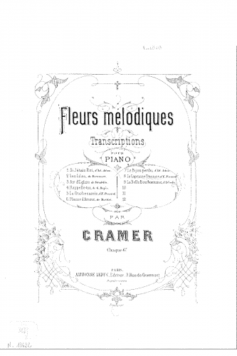 Cramer - Fleur mélodique sur 'Le capitaine Fracasse' - Score
